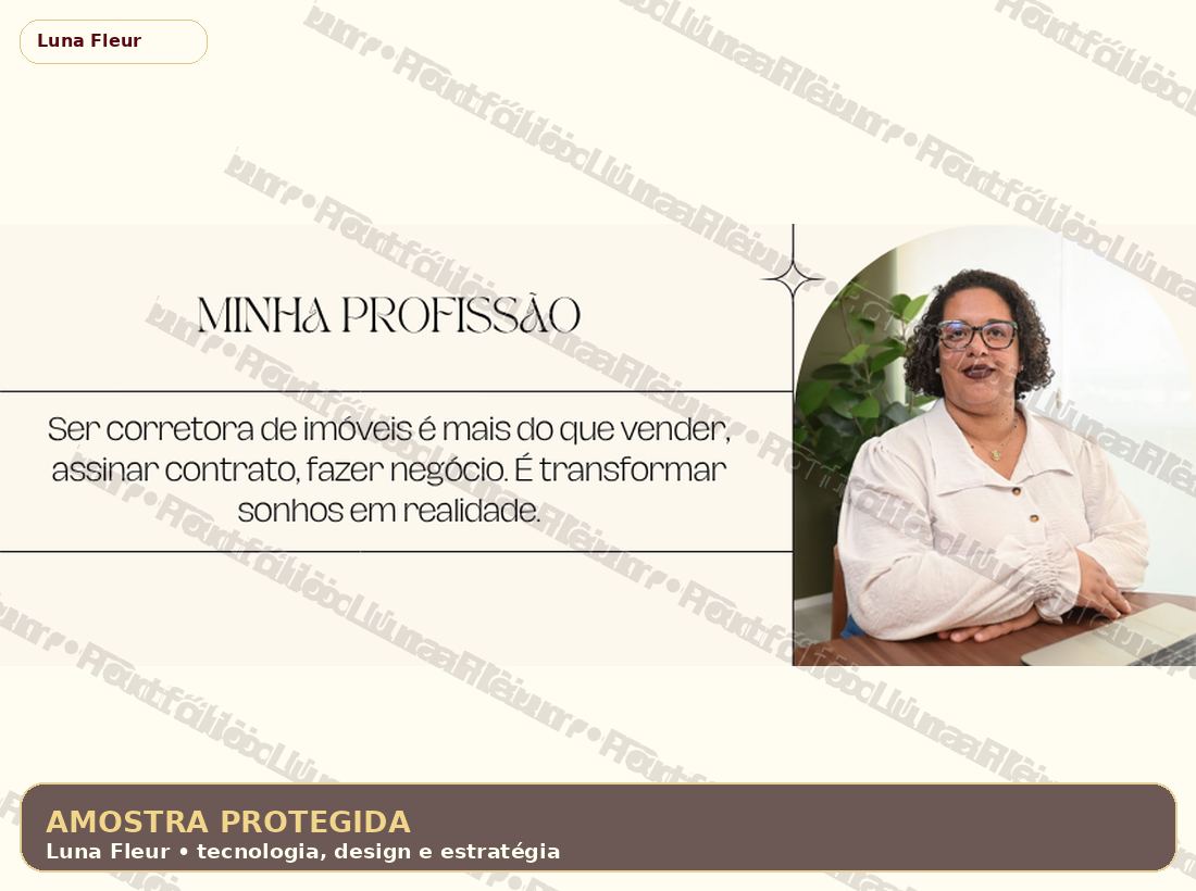 Amostra protegida de capa profissional para Monique Corretora