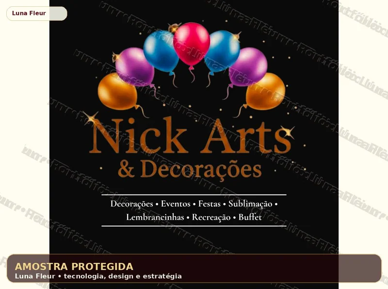 Amostra protegida de identidade Nick Artes e Decorações